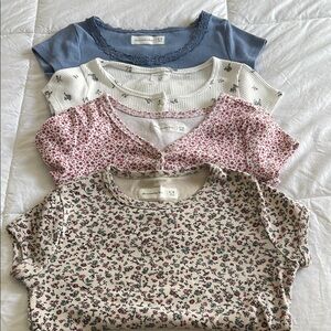 Floral and Solid Women's Tops Set